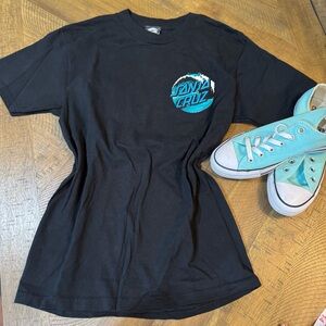 🌊 🛹 Santa Cruz Skateboards Black Tee with Blue Logo